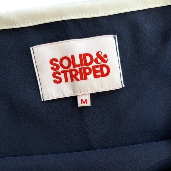 Solid & Striped Disco Slip Dress Women’s Medium Navy White Bows Summer Midi - Picture 3 of 14